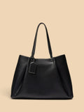 Sac Cabas Similicuir Surpiqûres Contrastées Femme Noir