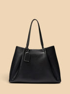 Sac Cabas Similicuir Surpiqûres Contrastées Femme Noir