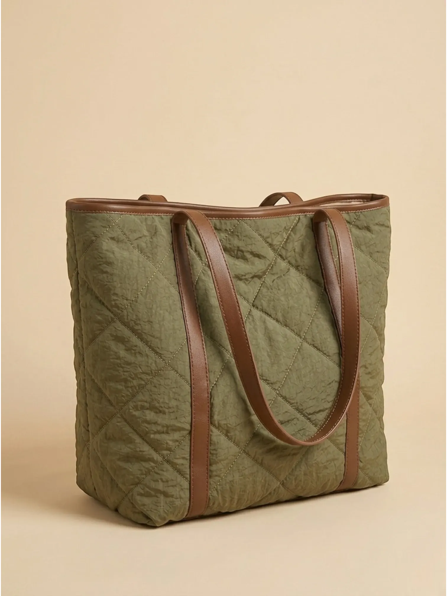 Sac Cabas Surpiqué Losange Vert