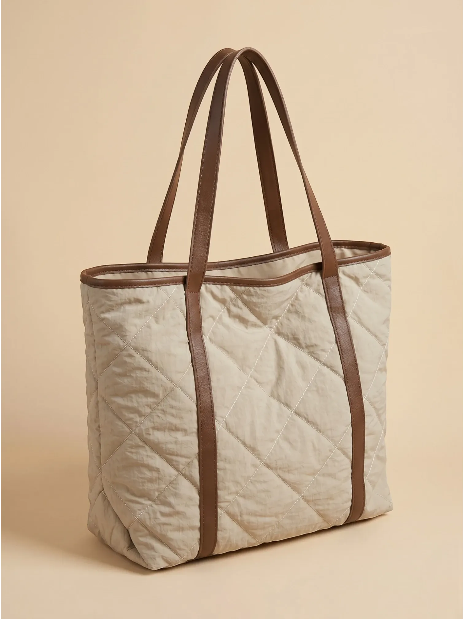 Sac Cabas Surpiqué Losange Khaki