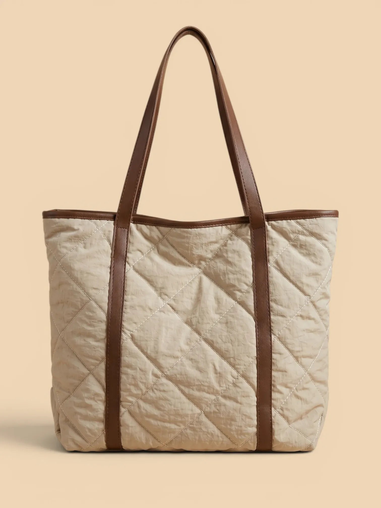 Sac Cabas Surpiqué Losange Khaki