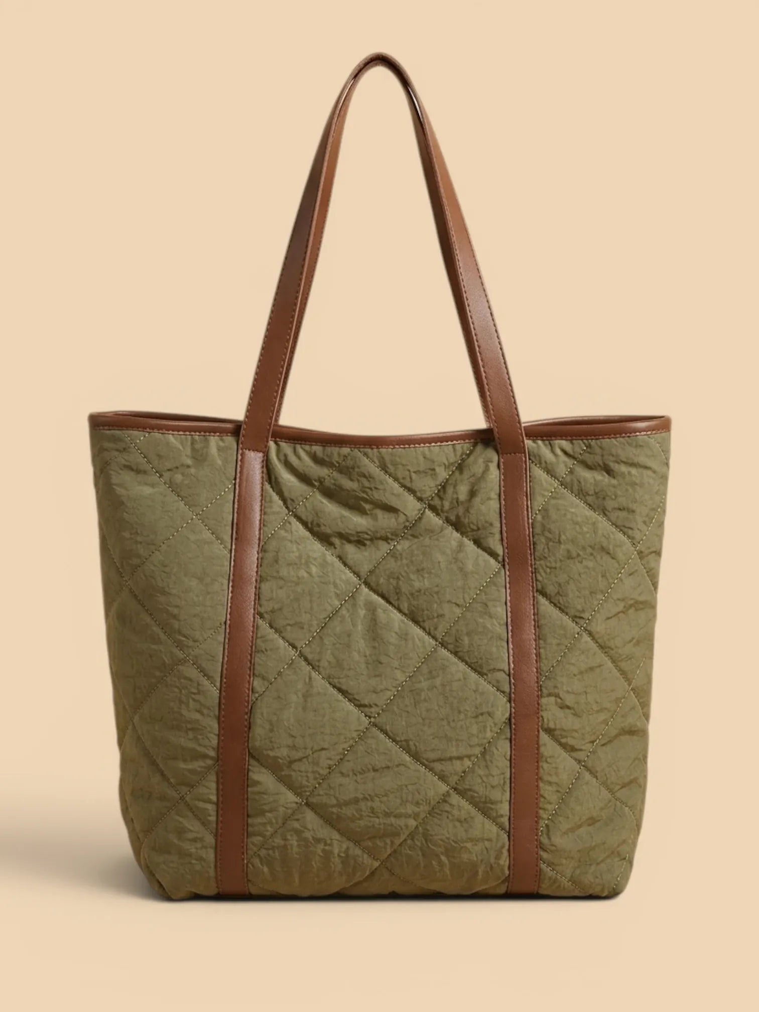 Sac Cabas Surpiqué Losange Vert