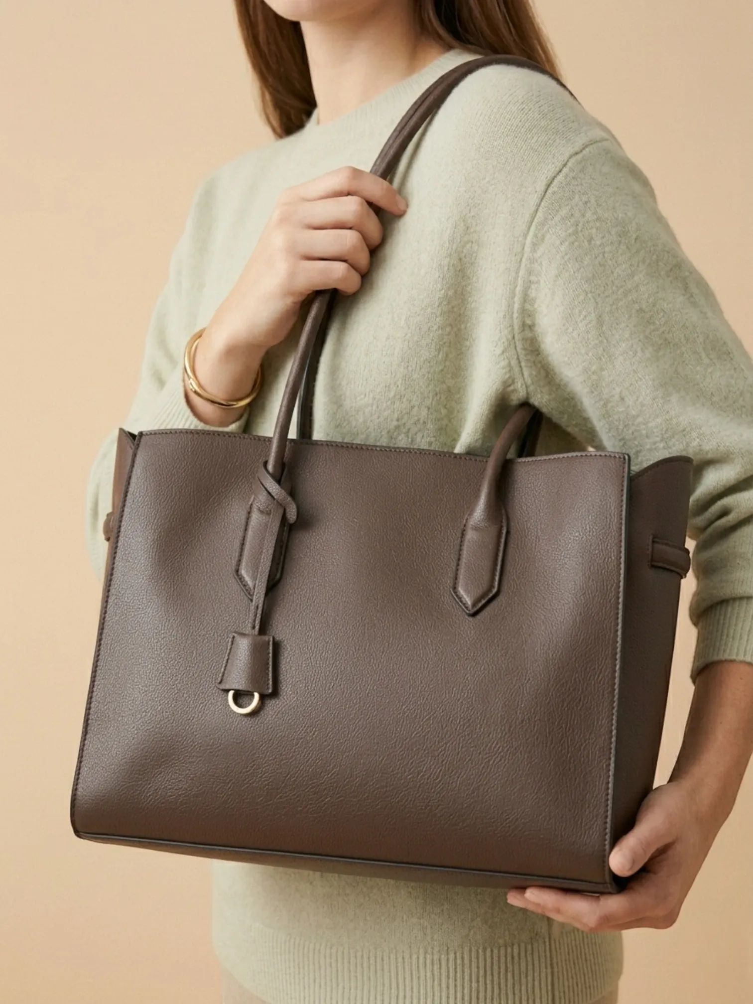 Sac Cabas Taupe Marron
