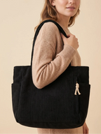 Sac cabas velours côtelé épaisse Noir