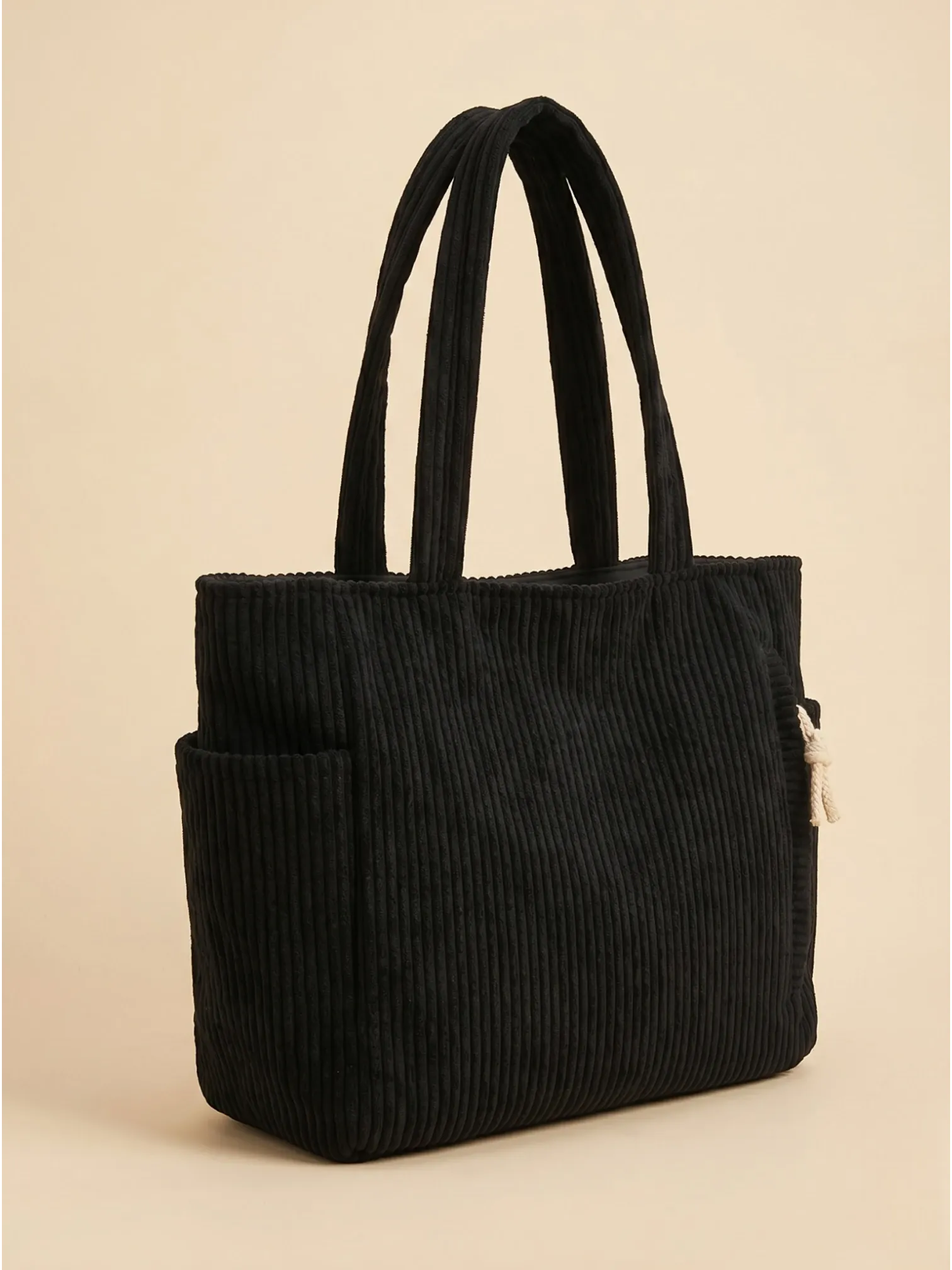 Sac cabas velours côtelé épaisse Noir