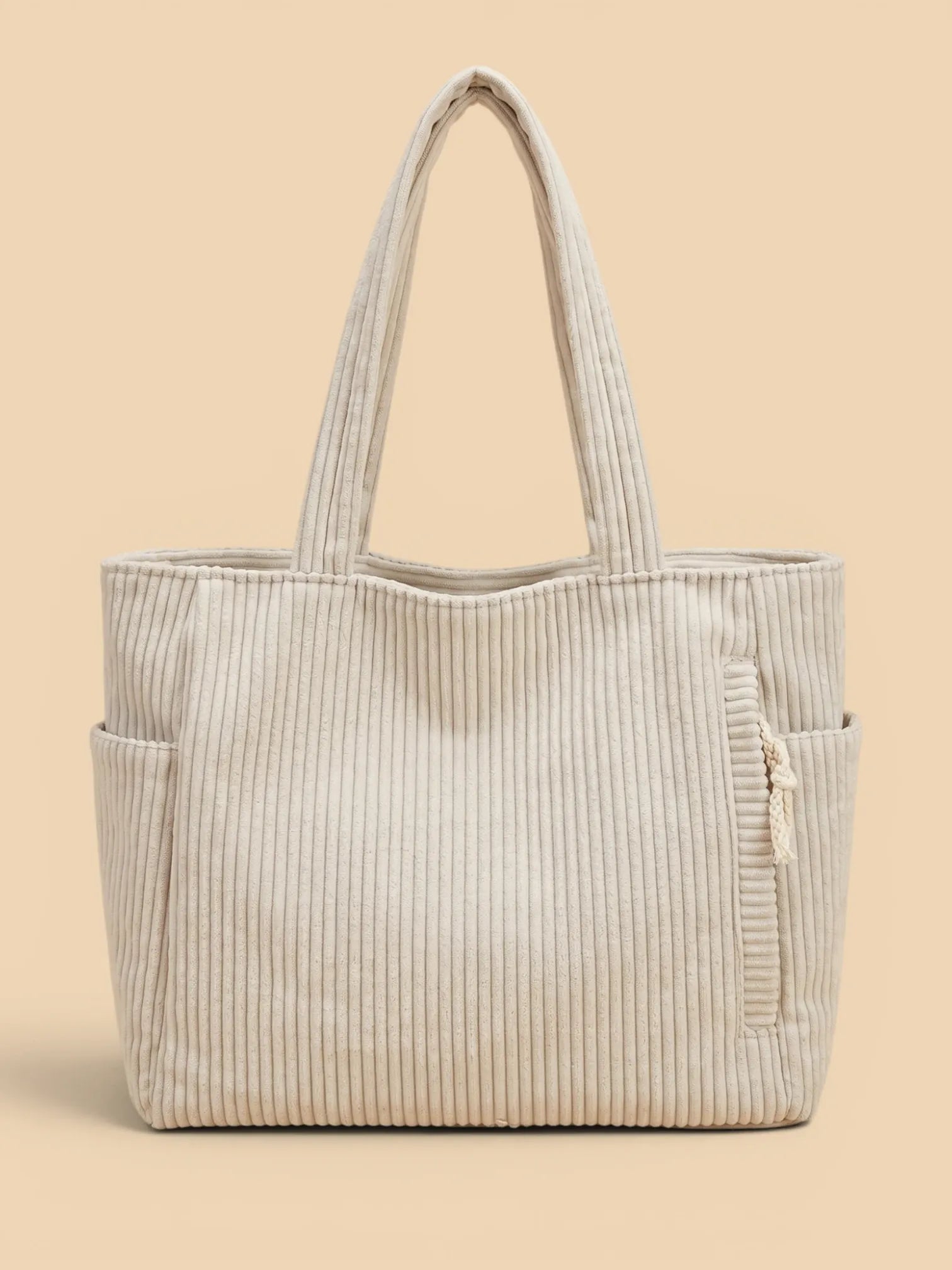 Sac cabas velours côtelé épaisse Beige