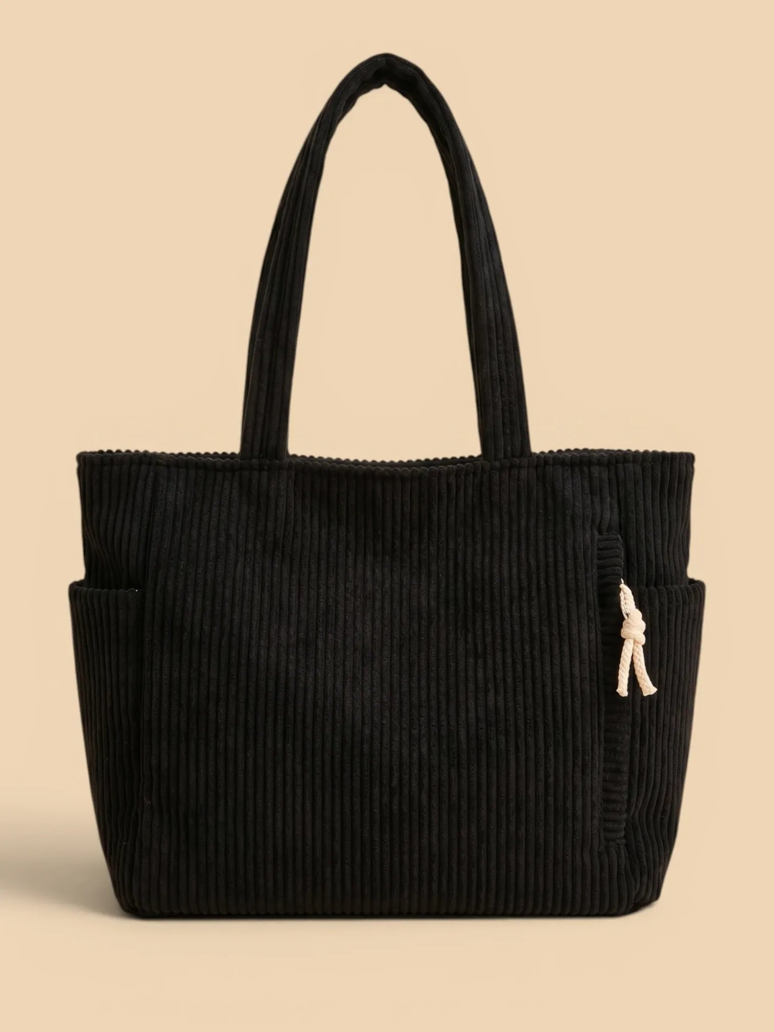 Sac cabas velours côtelé épaisse Noir