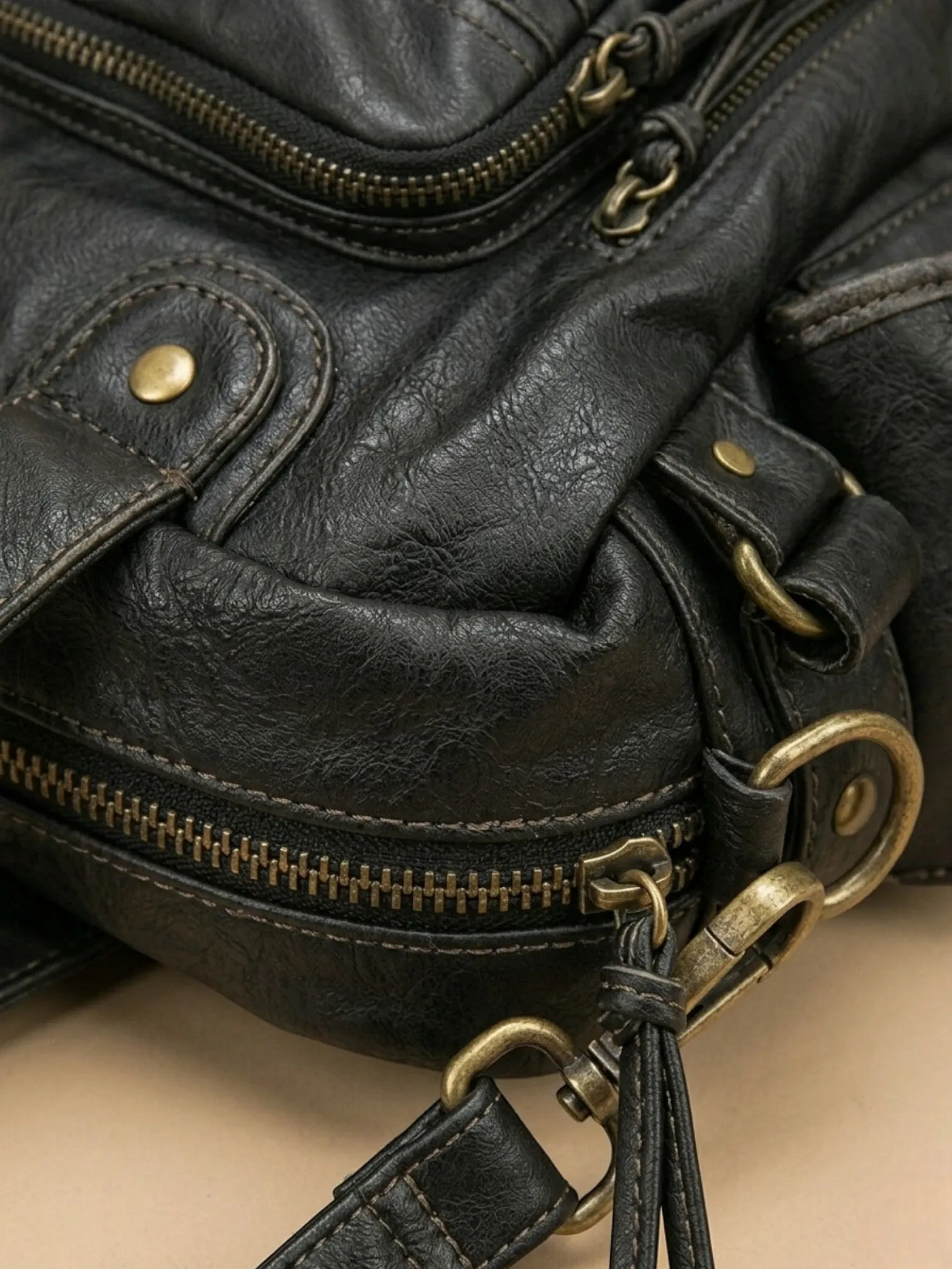Sac Cabas Zippé Vintage Noir