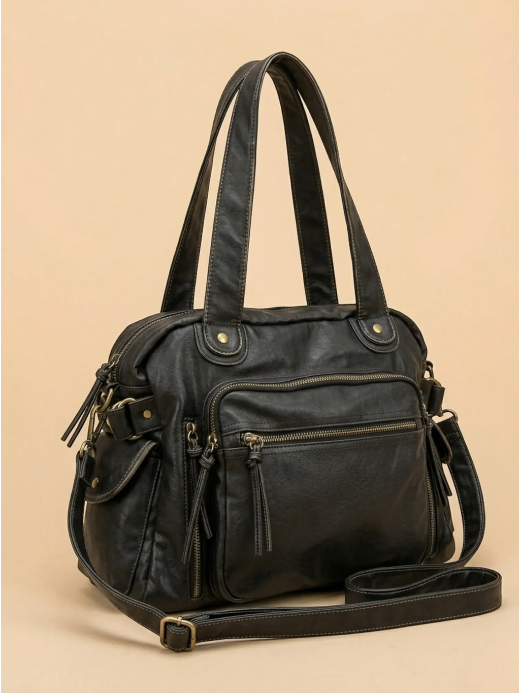 Sac Cabas Zippé Vintage Noir