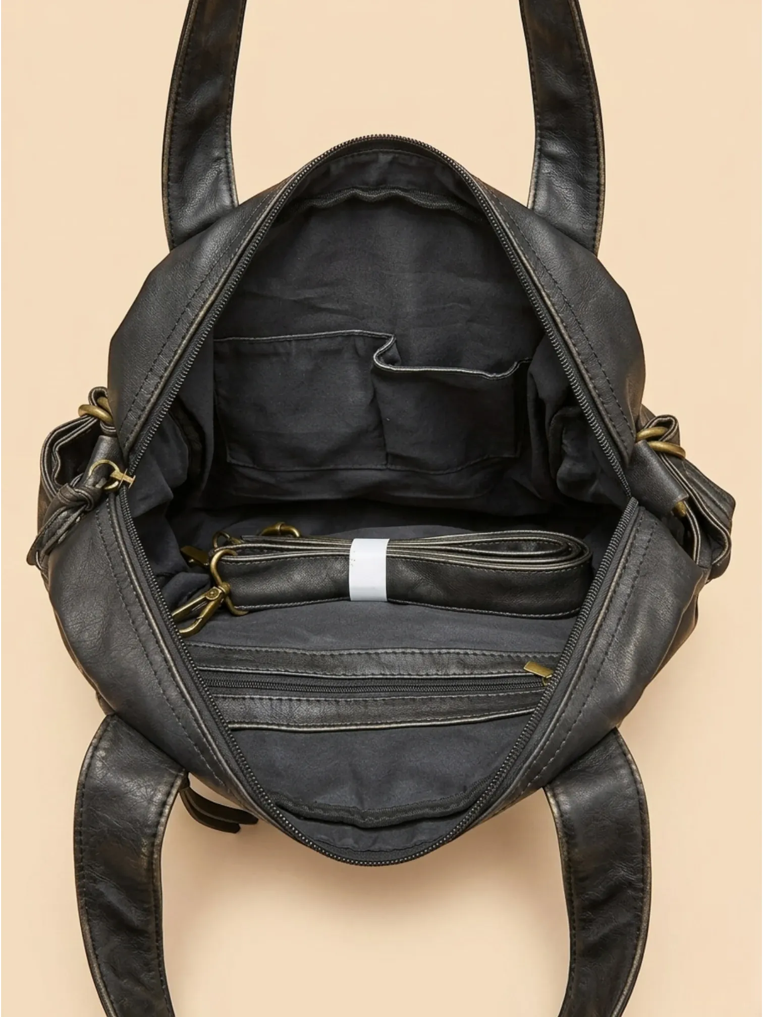 Sac Cabas Zippé Vintage Noir