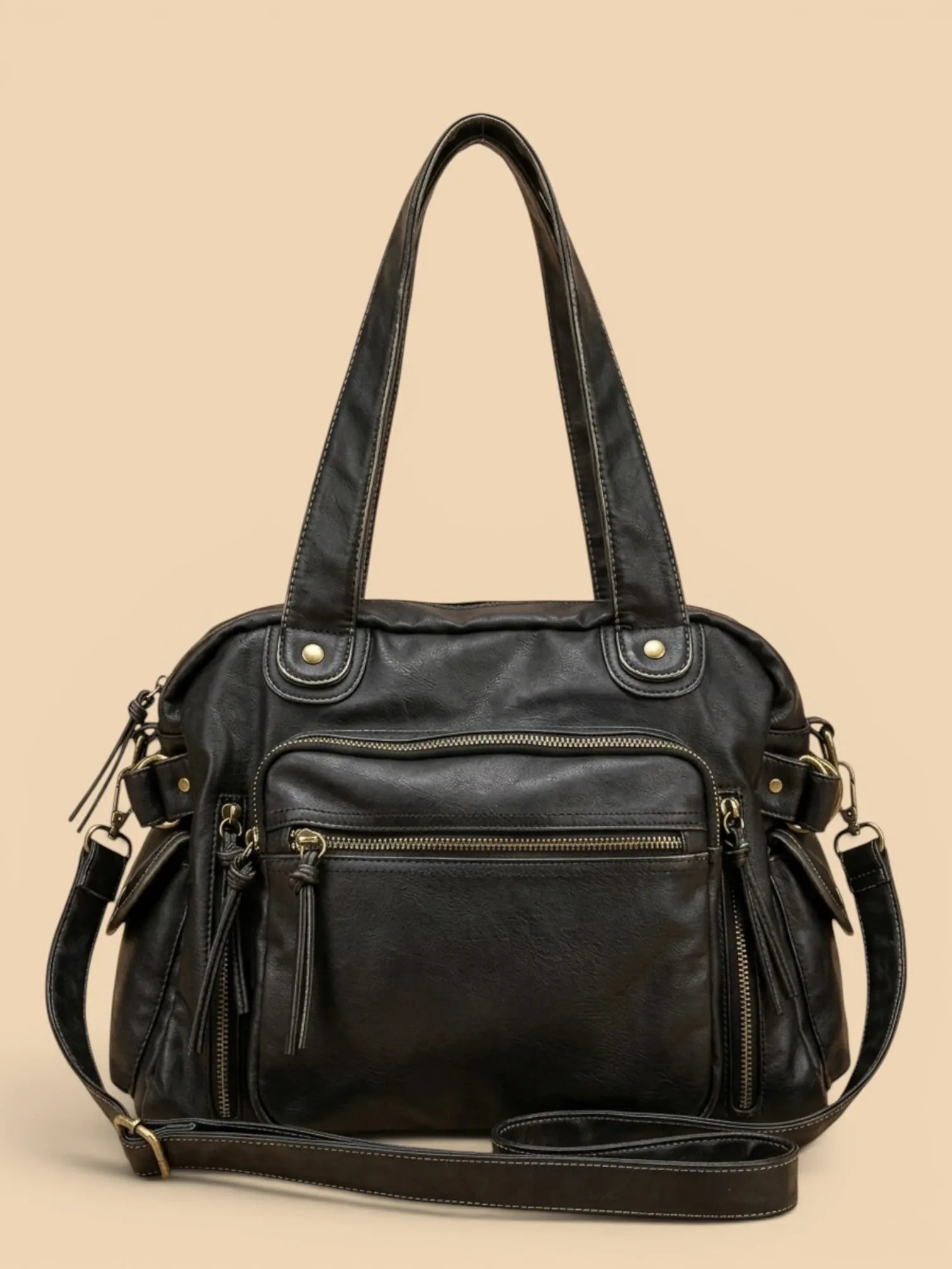 Sac Cabas Zippé Vintage Noir