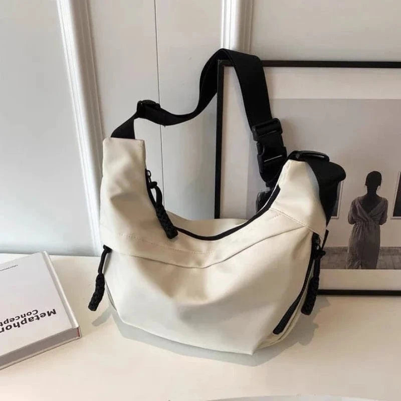 Sac de Cours Bandoulière en Nylon Blanc