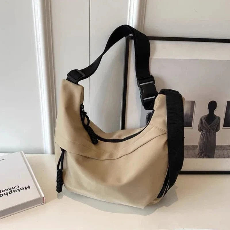 Sac de Cours Bandoulière en Nylon Khaki