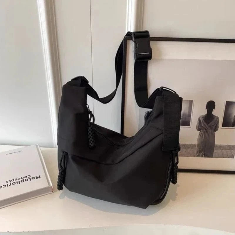 Sac de Cours Bandoulière en Nylon Noir