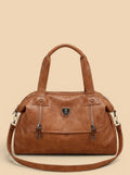 Sac de Cours Blason en Cuir Vegan Marron