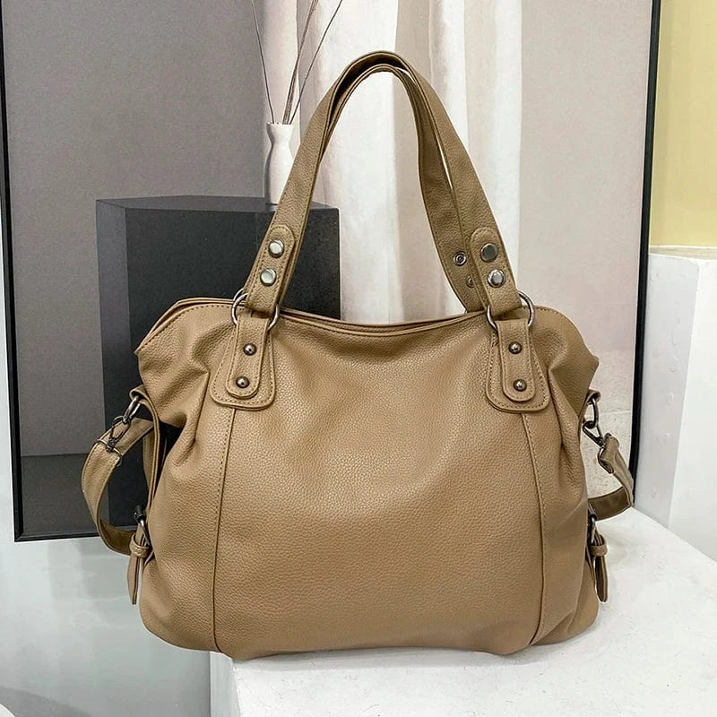 Sac de Cours Cuir Camel khaki