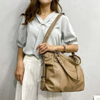 Sac de Cours Cuir Camel Khaki