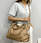Sac de Cours Cuir Camel Khaki