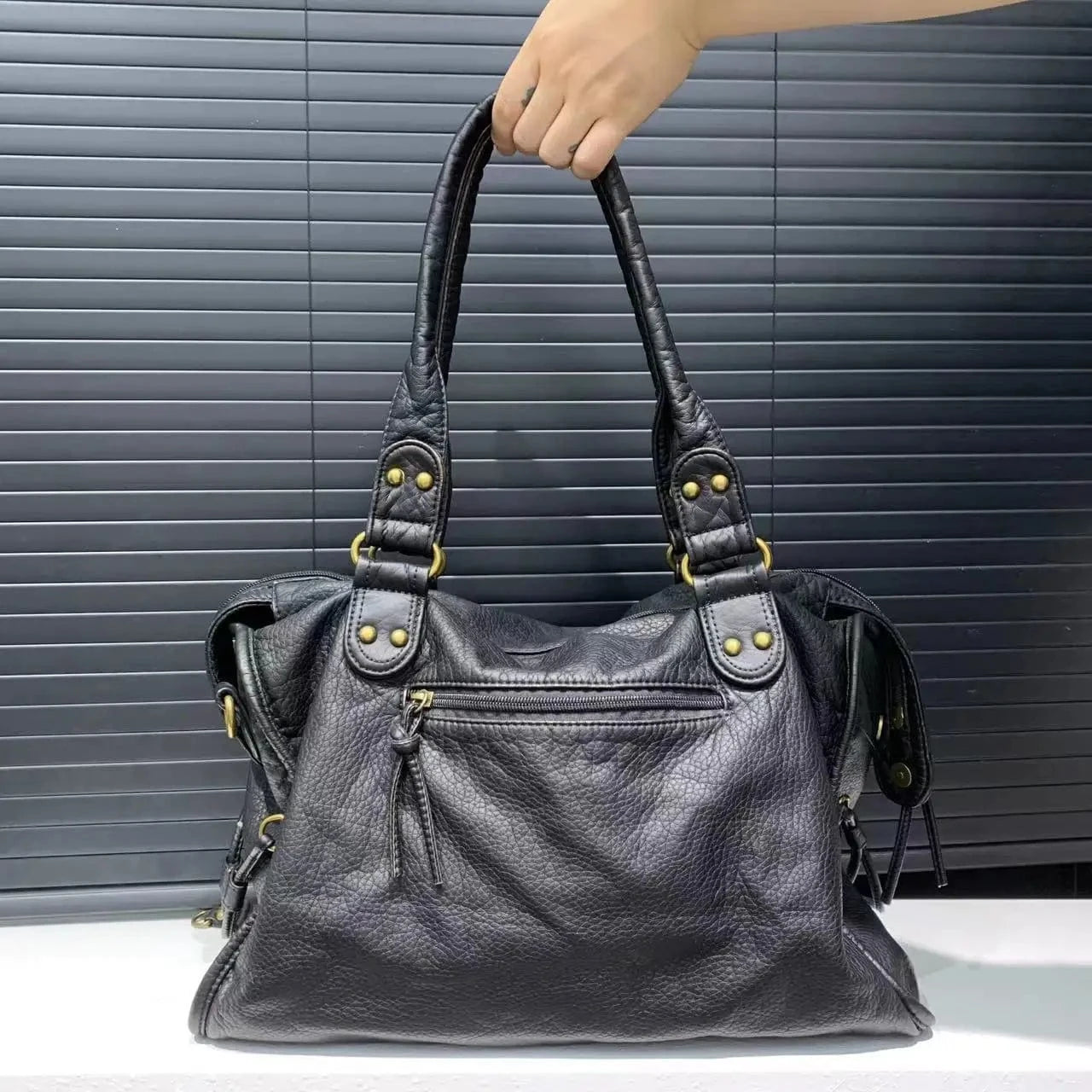 Sac de Cours Cuir Noir Noir