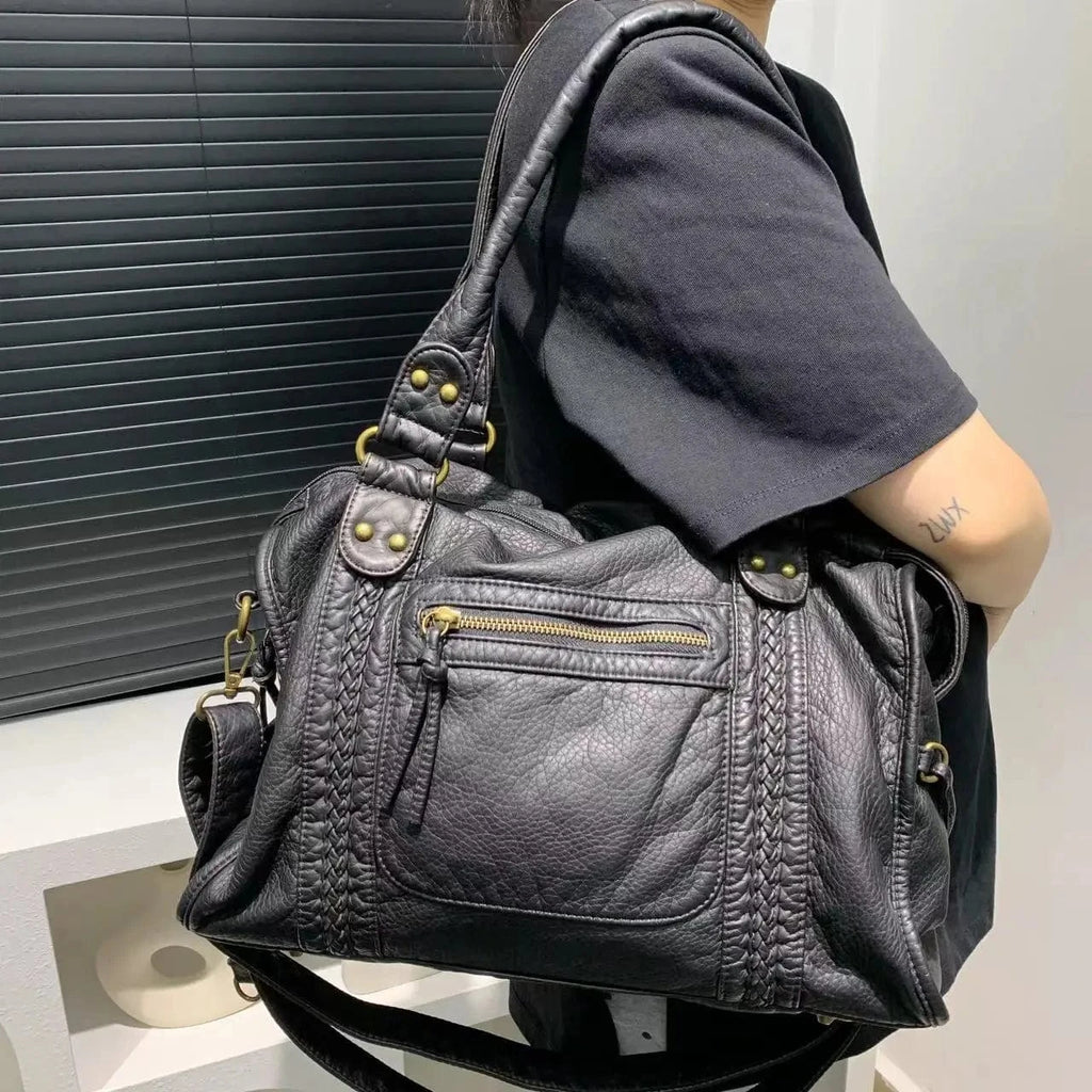 Sac de Cours Cuir Noir Noir