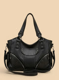 Sac de cours cuir souple poches femme Noir