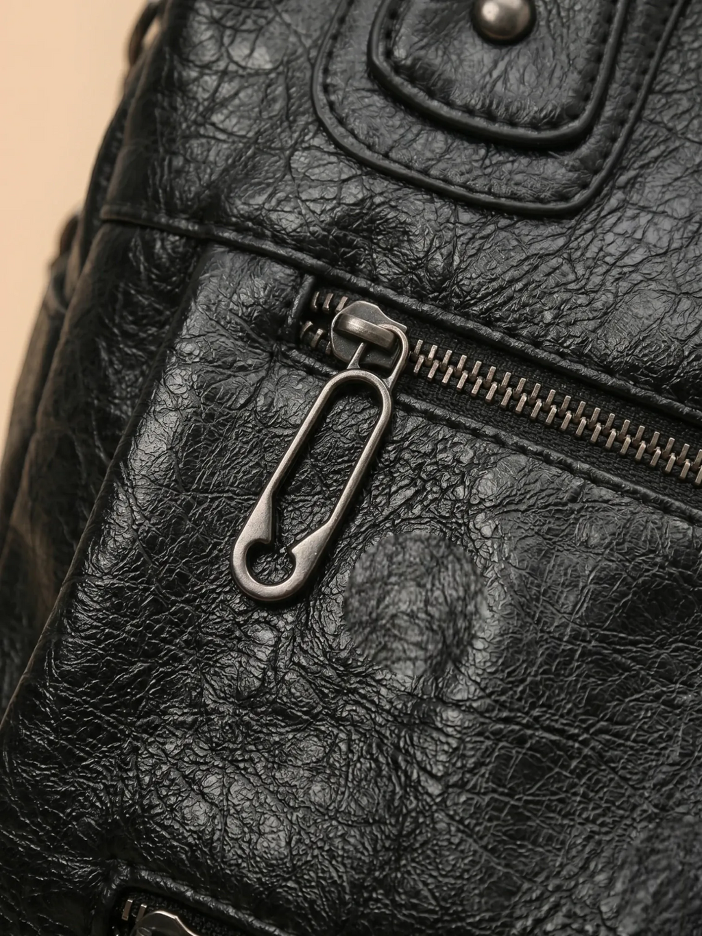 Sac de Cours Cuir Vegan Noir