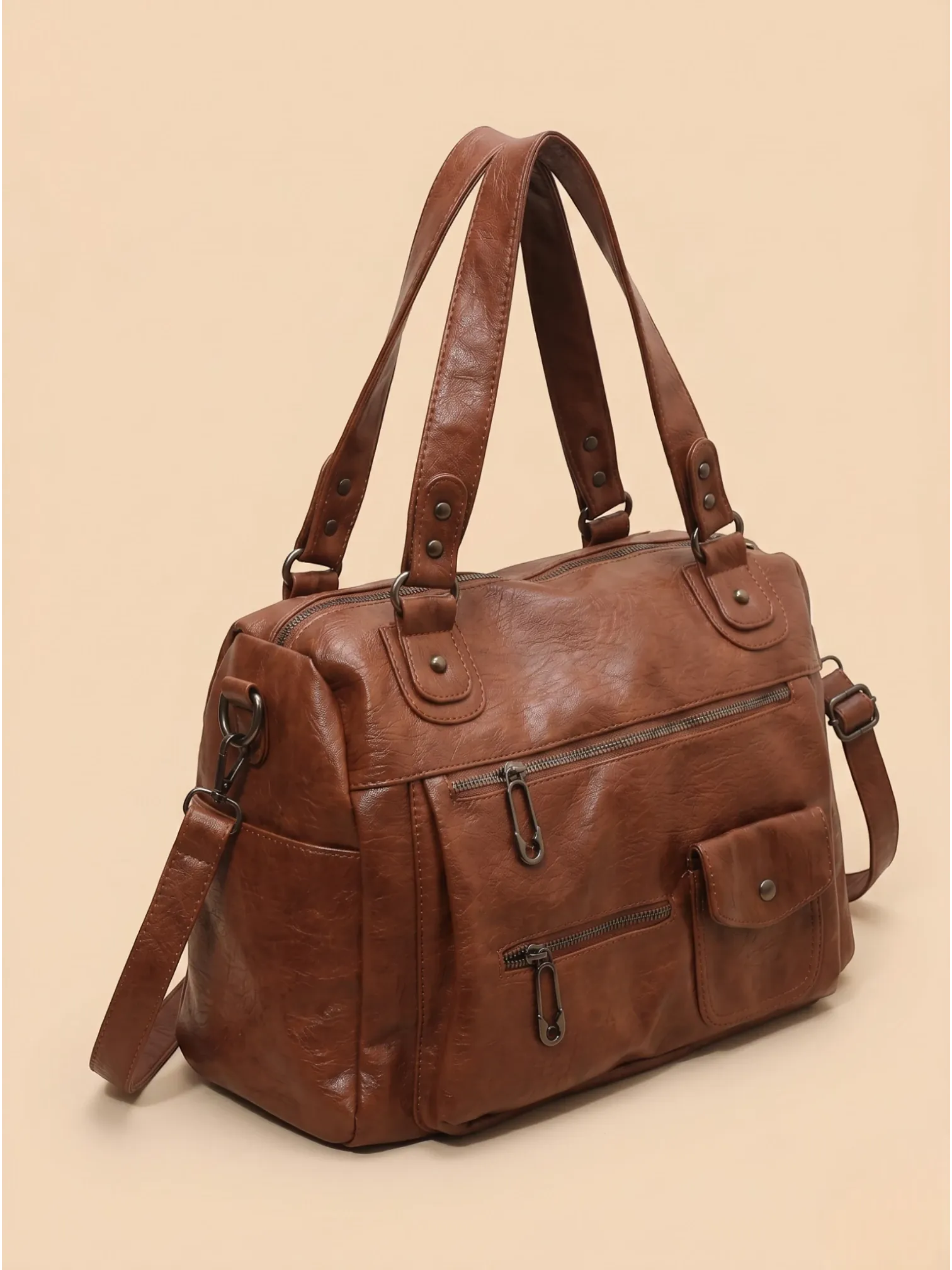 Sac de Cours Cuir Vegan Marron