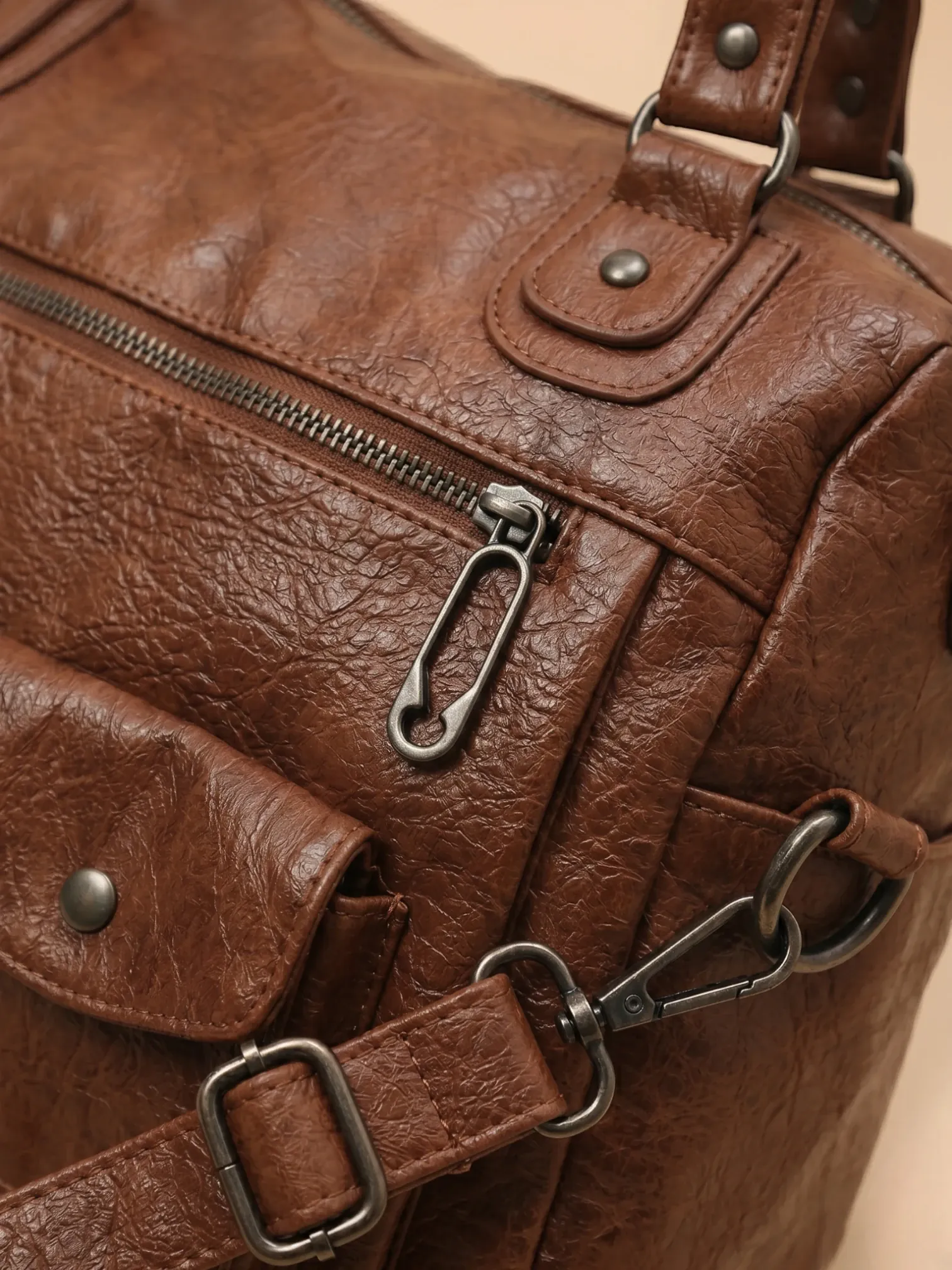 Sac de Cours Cuir Vegan Marron