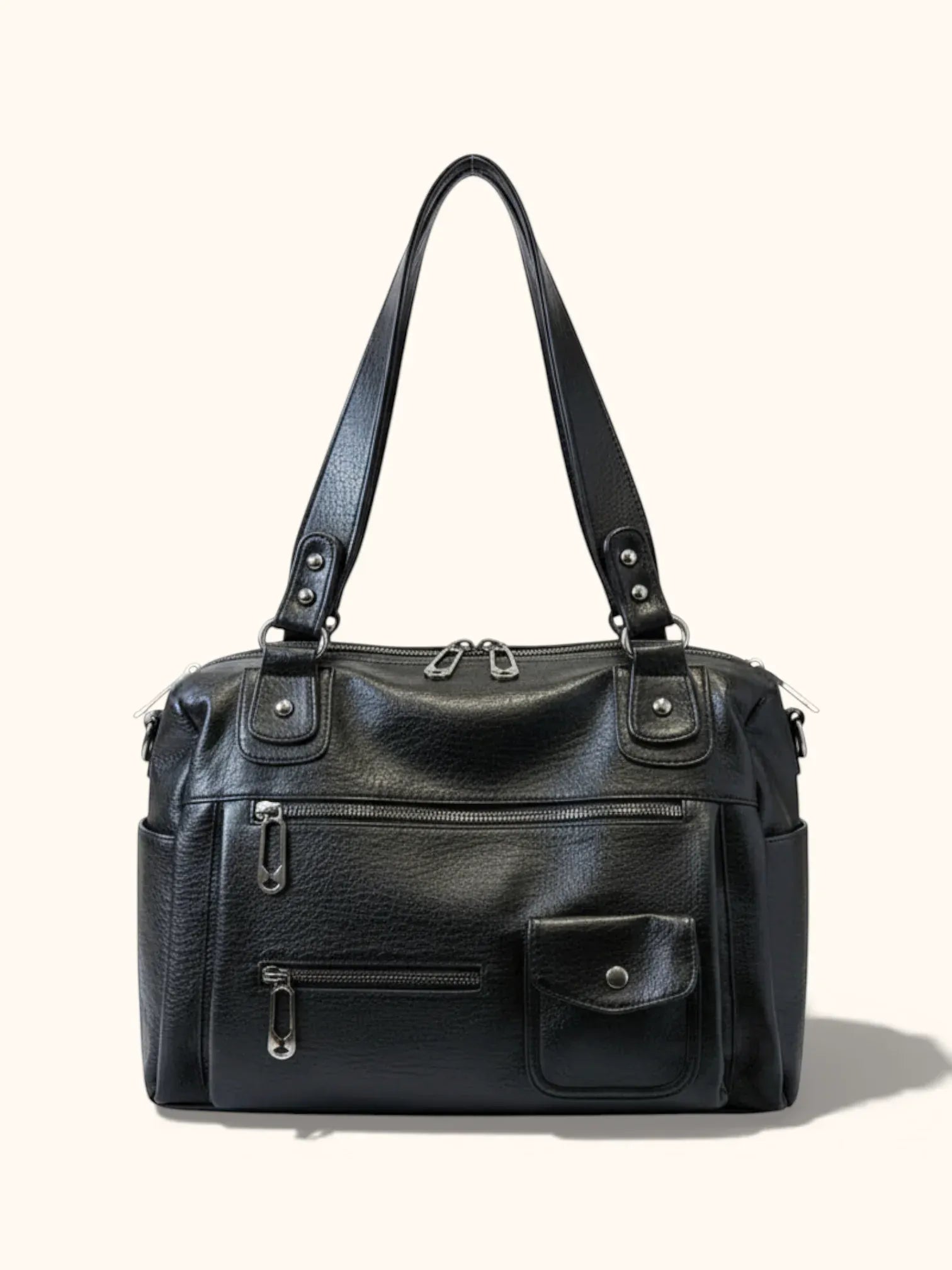 Sac de Cours Cuir Vegan Noir