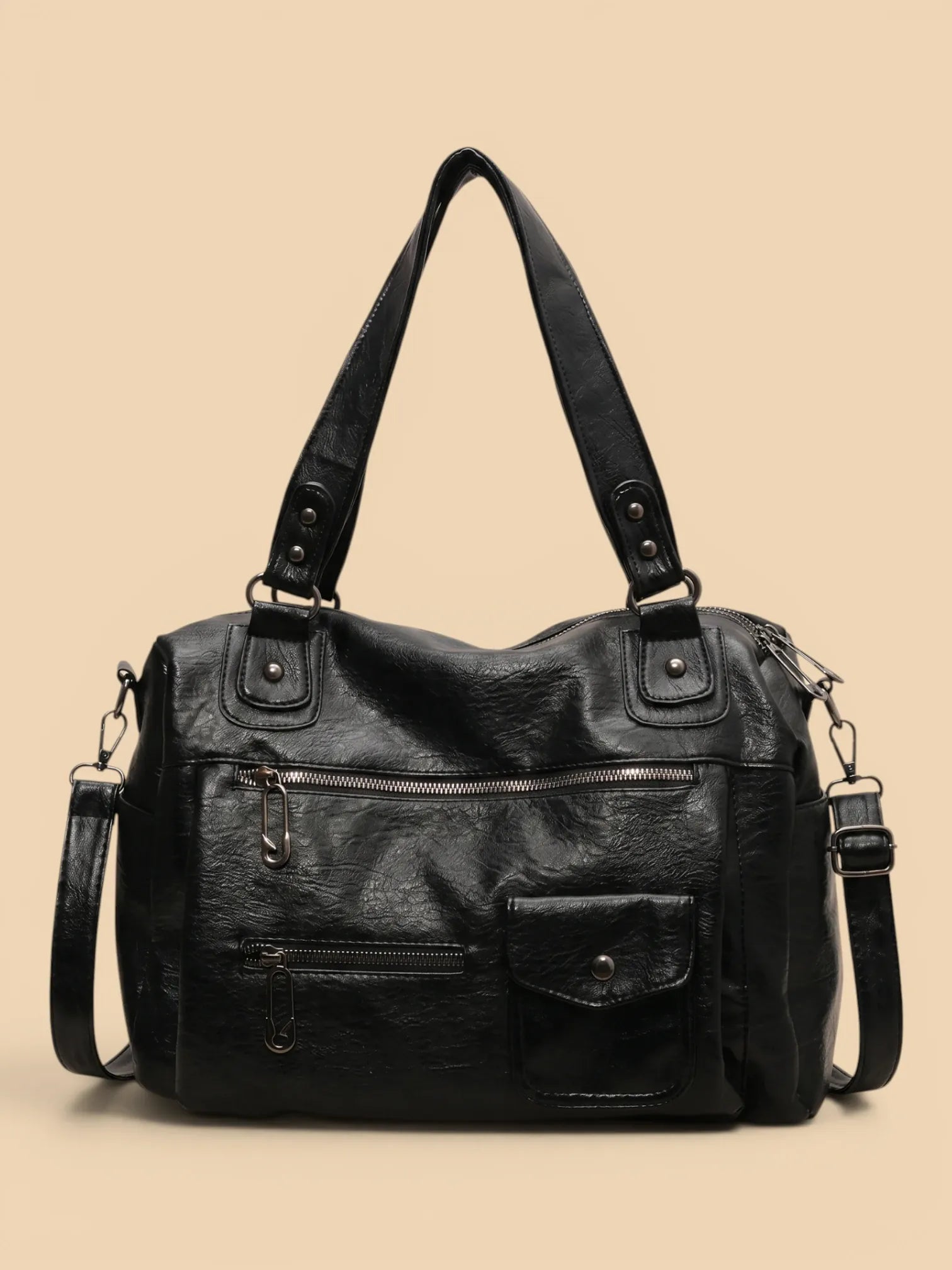 Sac de Cours Cuir Vegan Noir