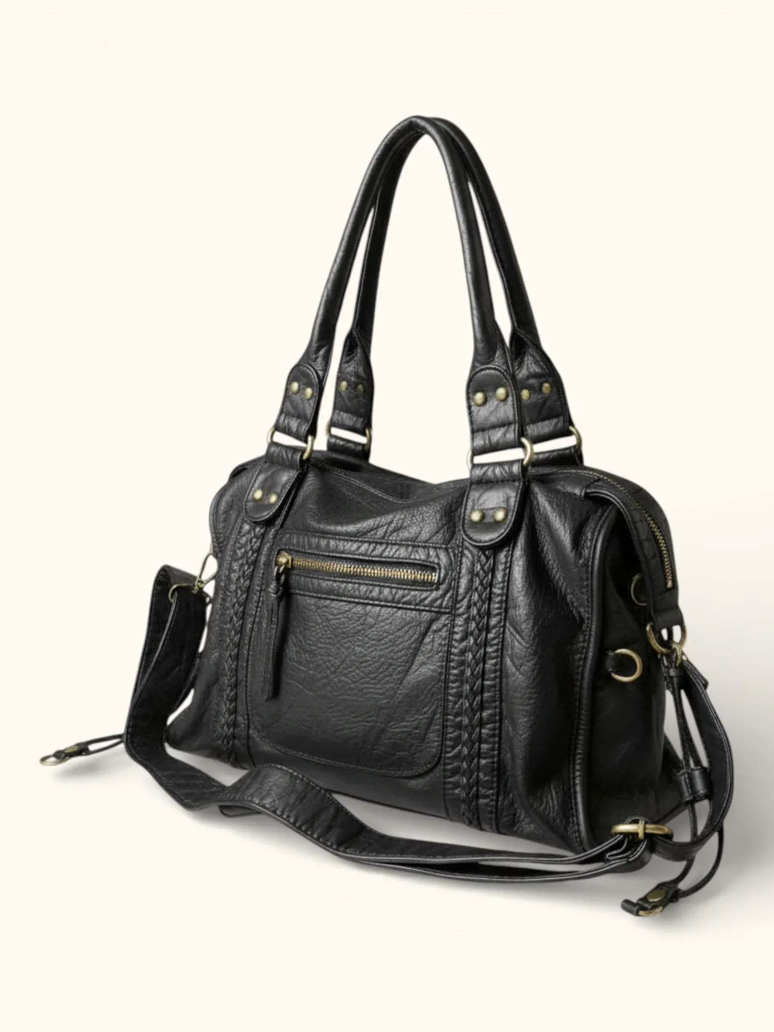 Sac de Cours Cuir Vegan Noir Noir