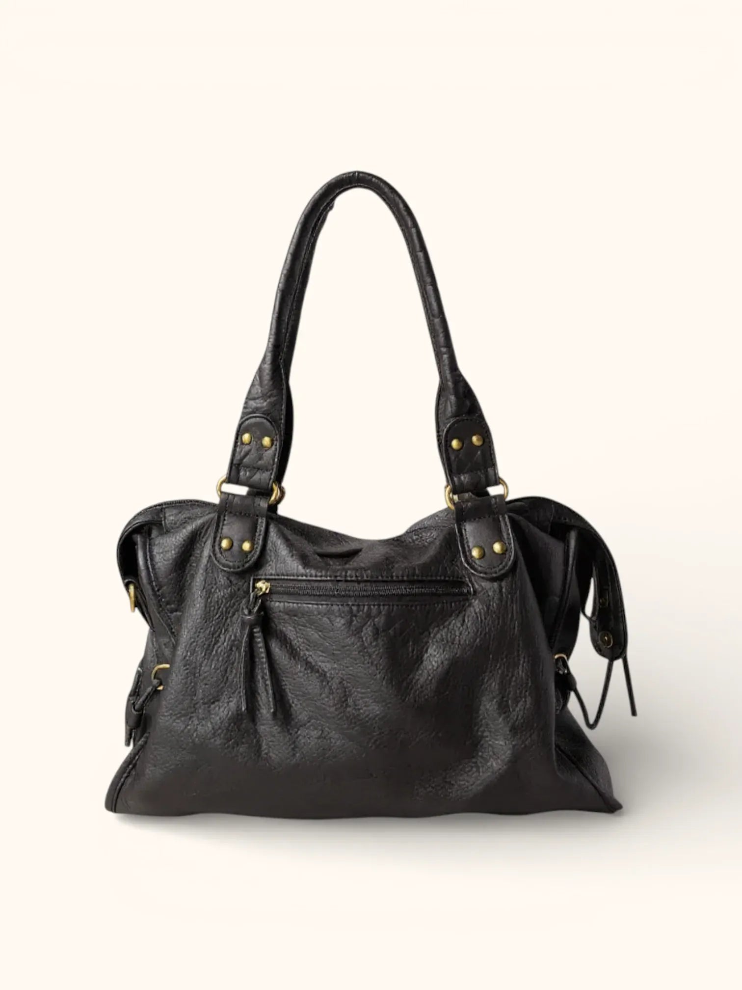 Sac de Cours Cuir Vegan Noir Noir