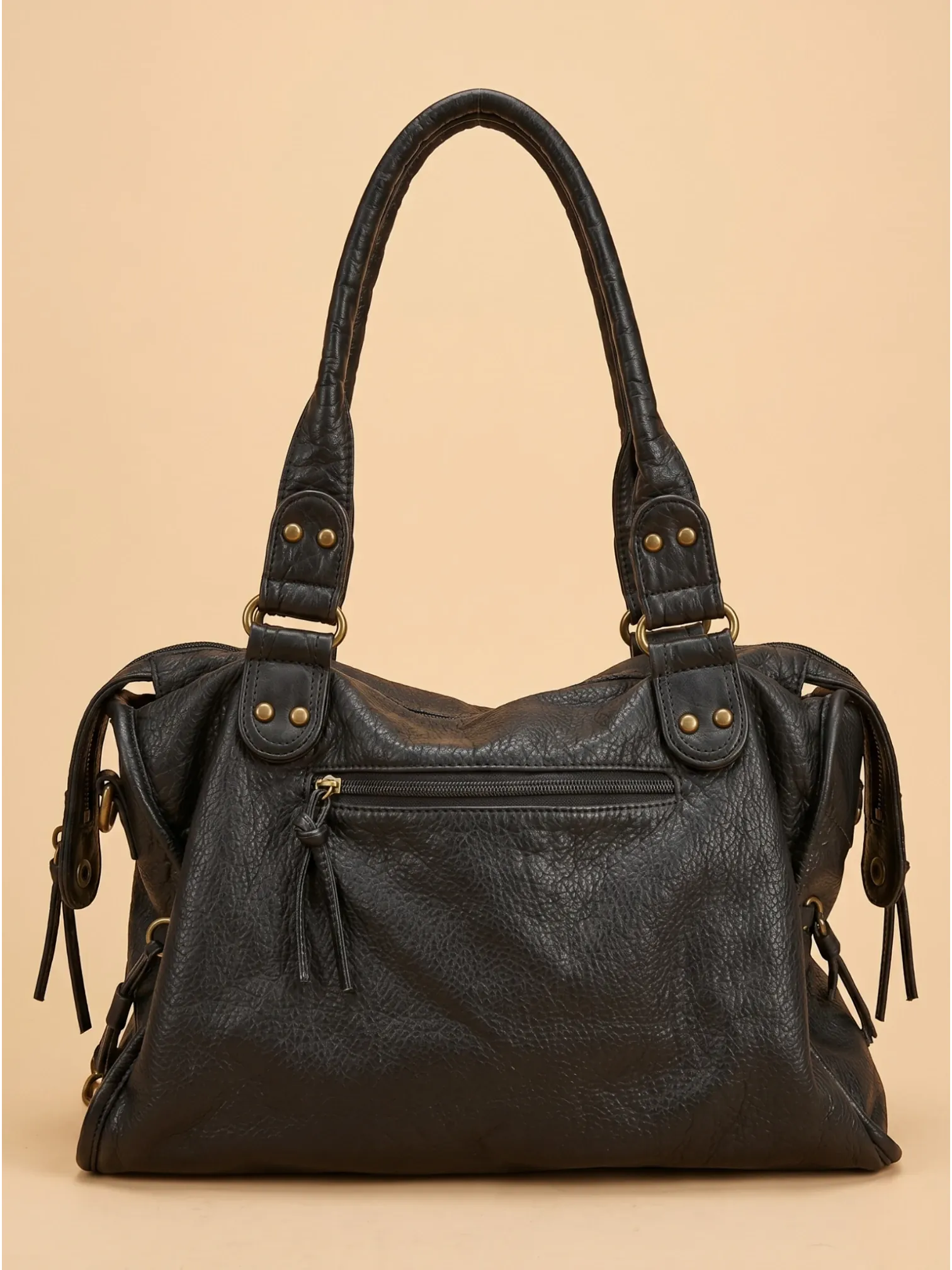 Sac de Cours Cuir Vegan Noir Noir
