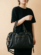 Sac de Cours Cuir Vegan Noir Noir