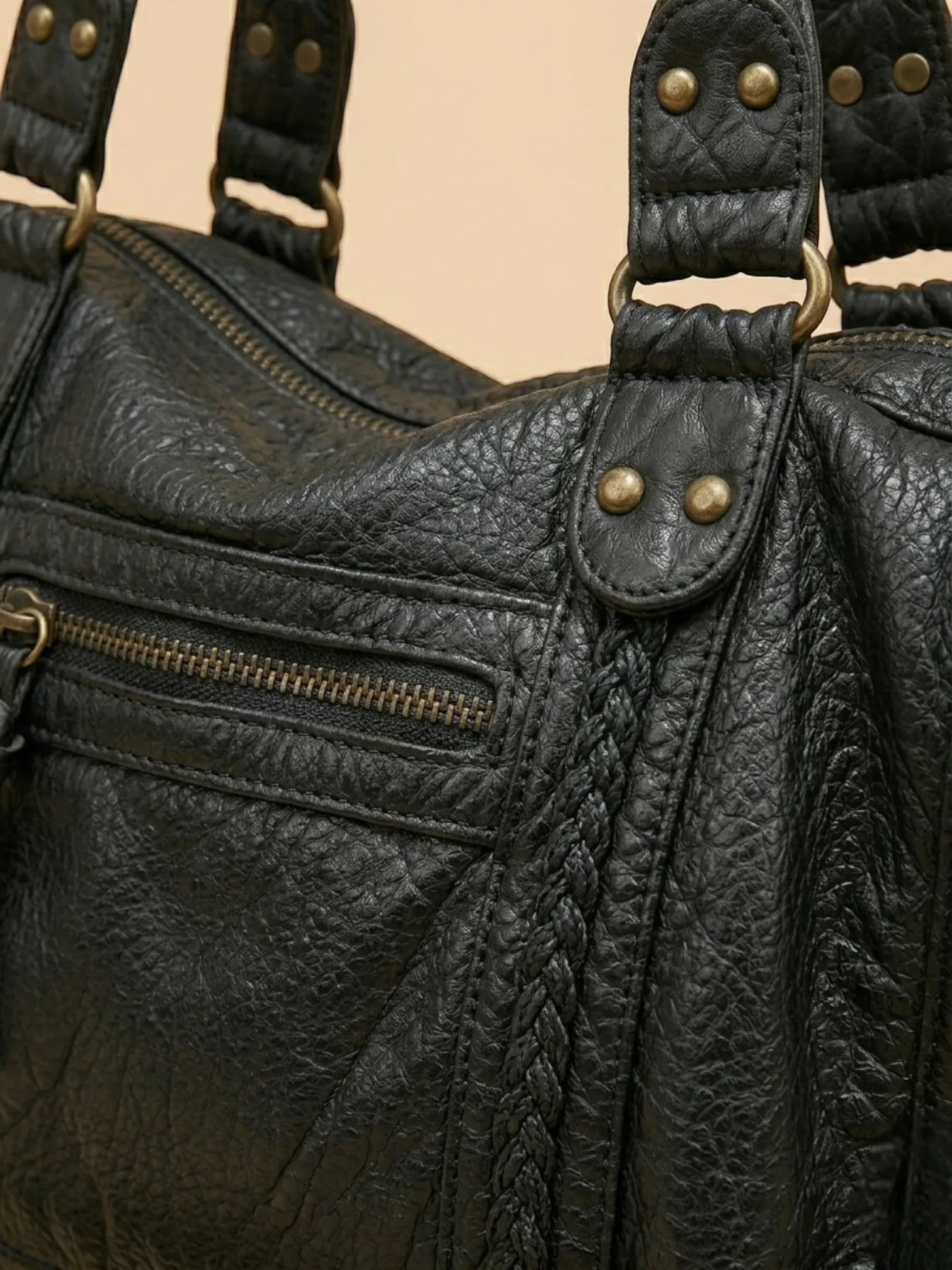 Sac de Cours Cuir Vegan Noir Noir