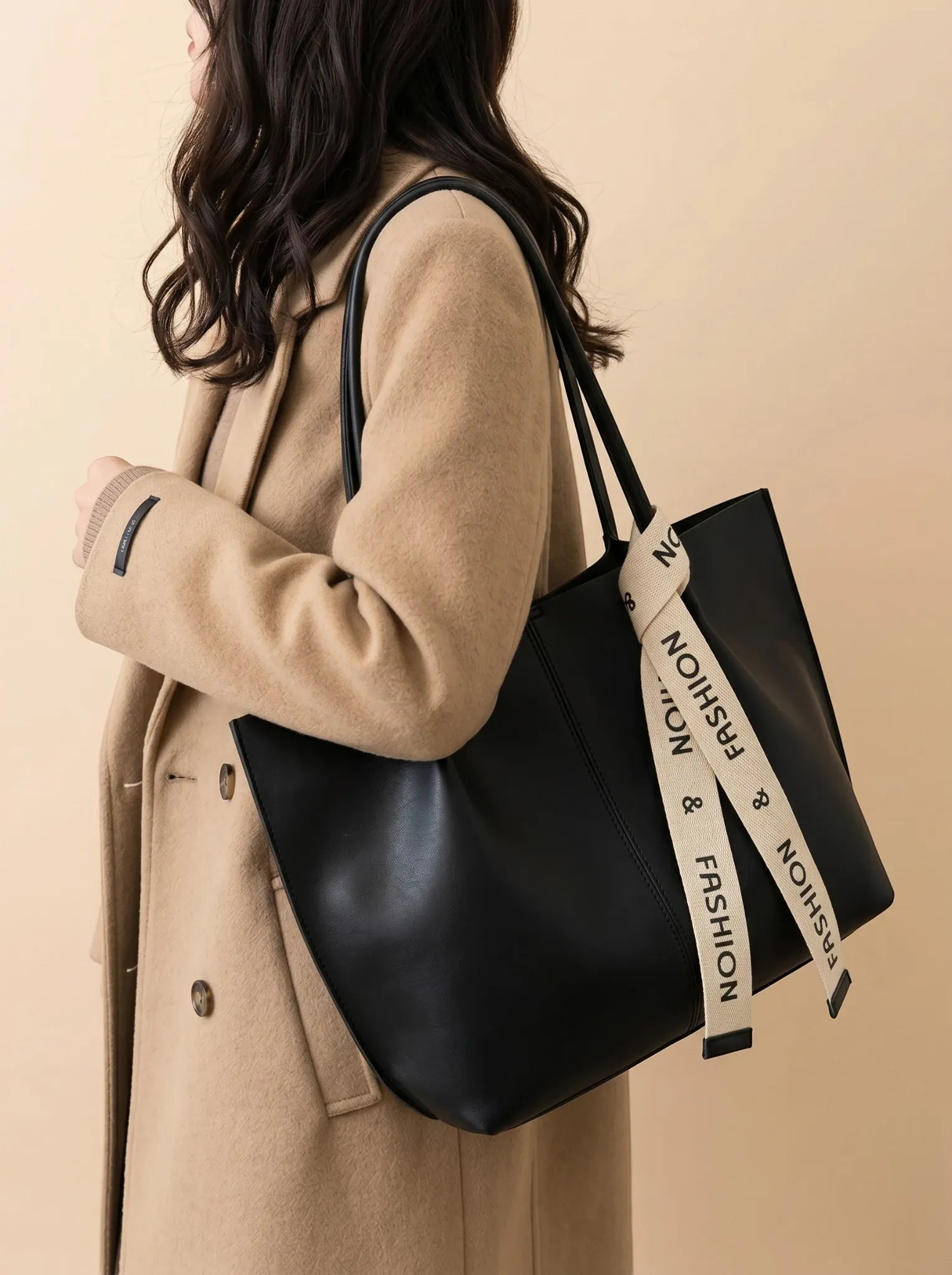 Sac de Cours Cuir Vegan Noir Souple Noir