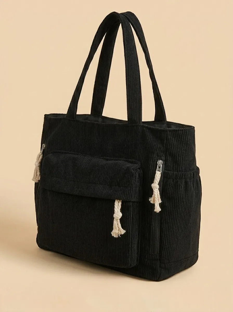 Sac de Cours Design en Velours Noir