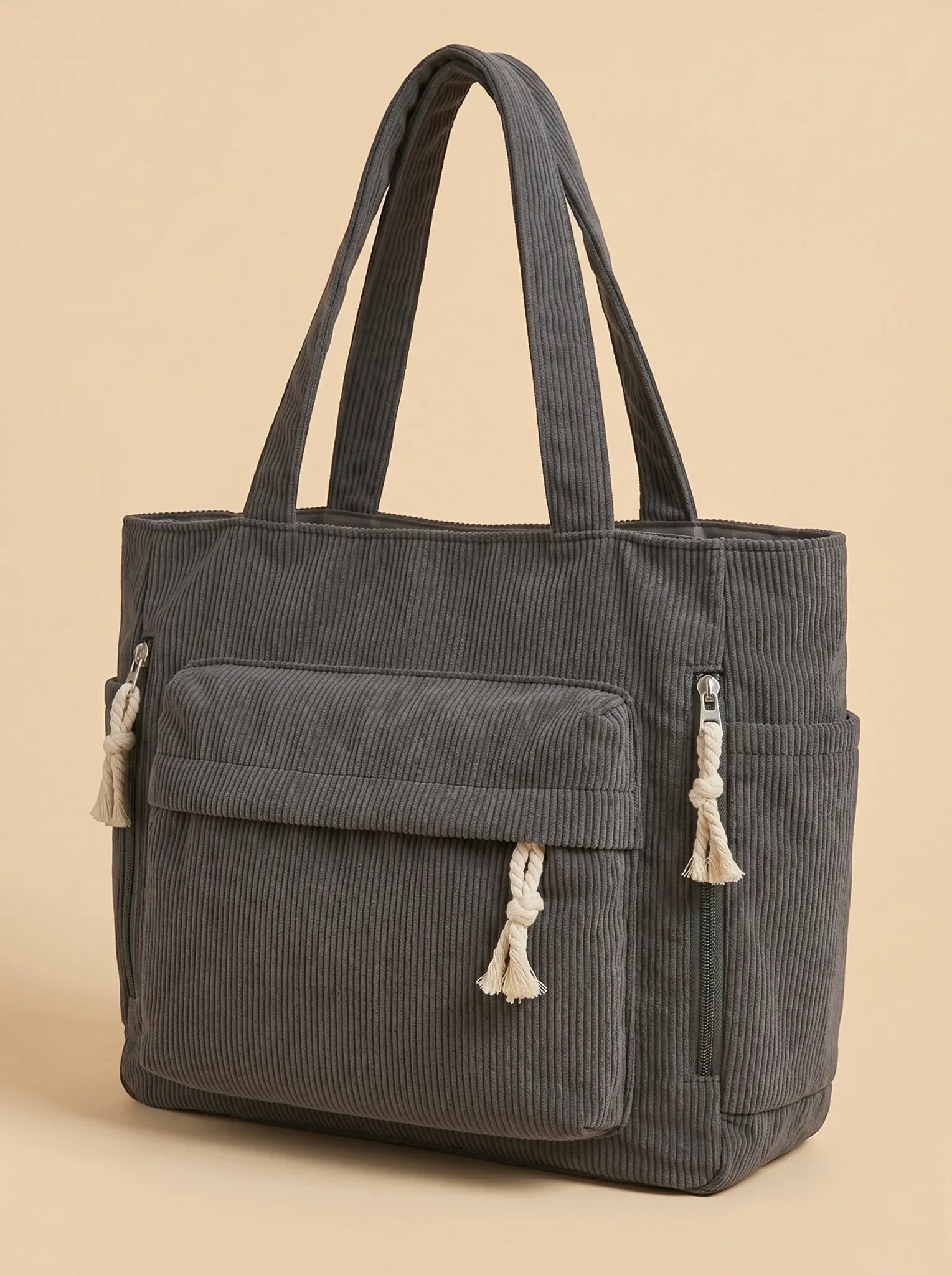 Sac de Cours Design en Velours Gris