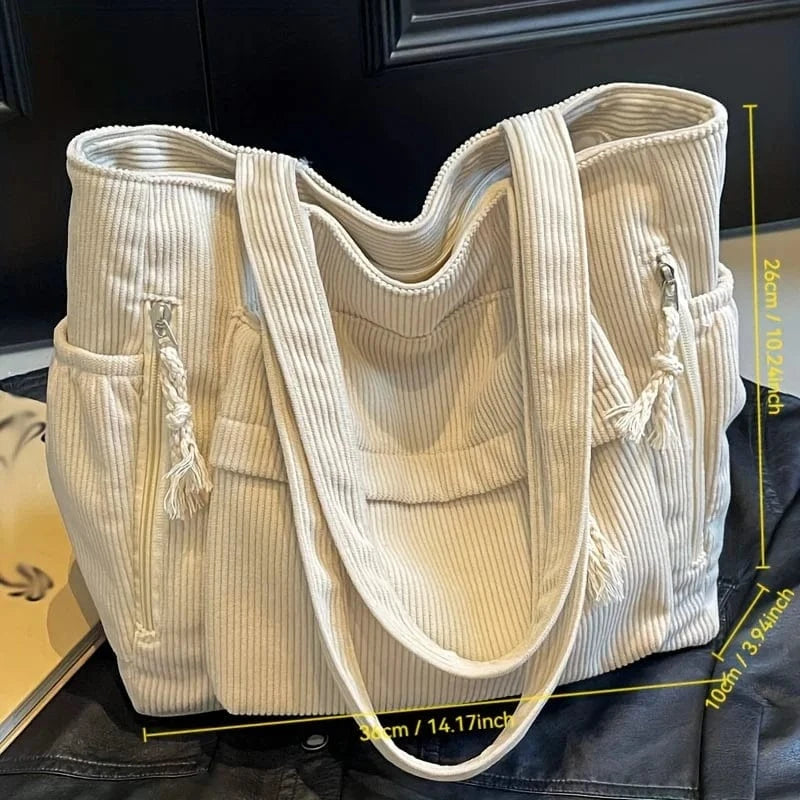 Sac de Cours Design en Velours Beige
