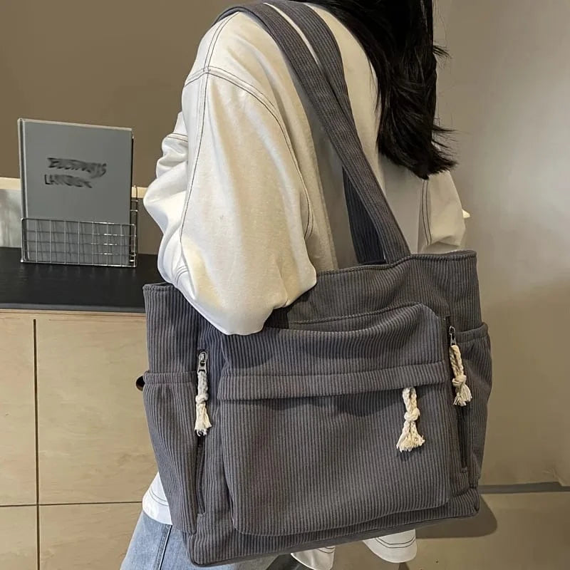 Sac de Cours Design en Velours Grey
