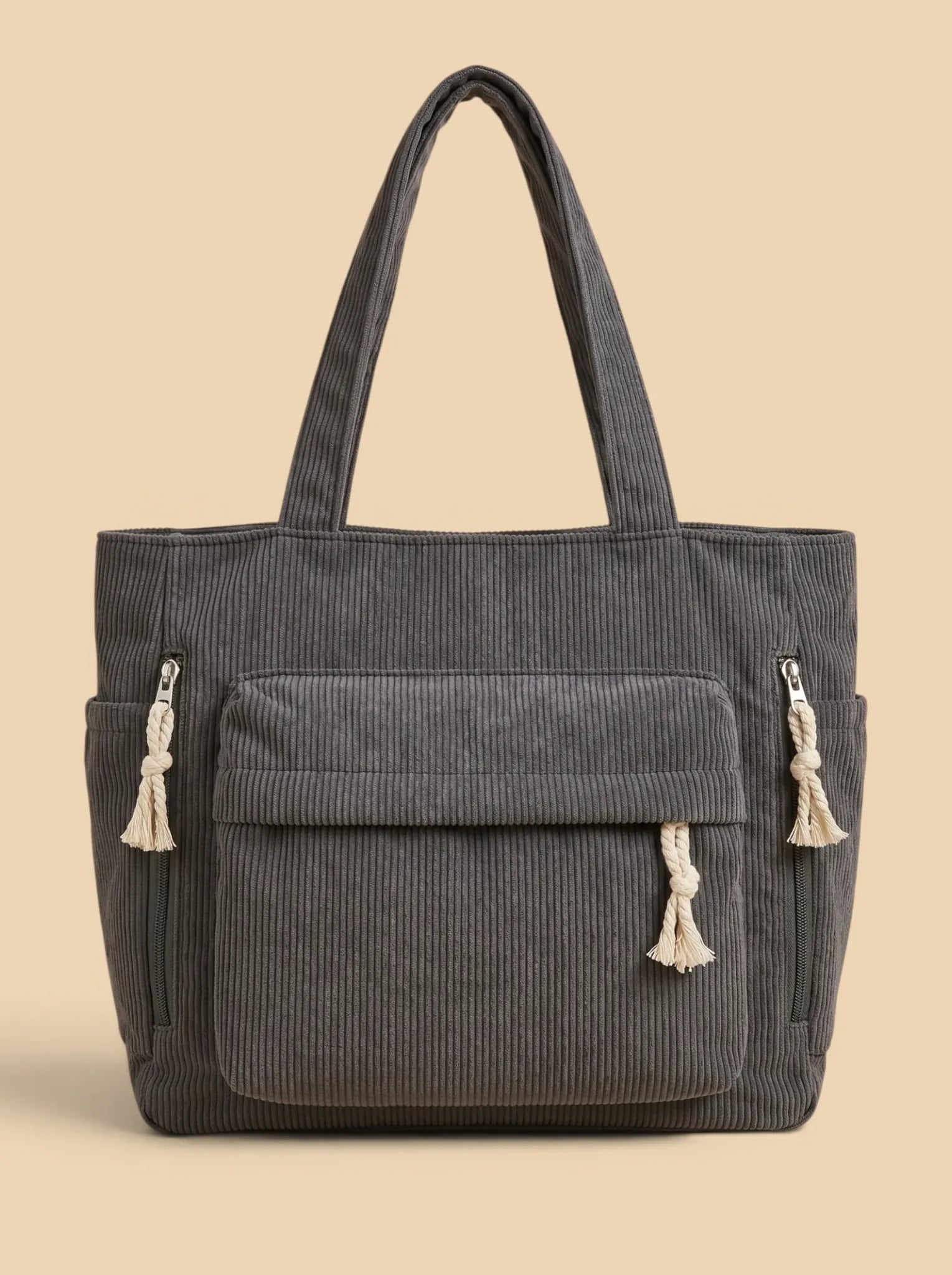 Sac de Cours Design en Velours Gris