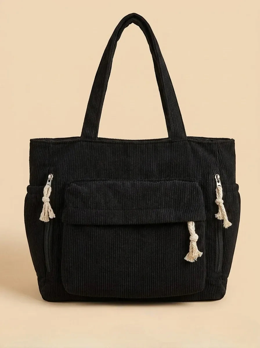 Sac de Cours Design en Velours Noir