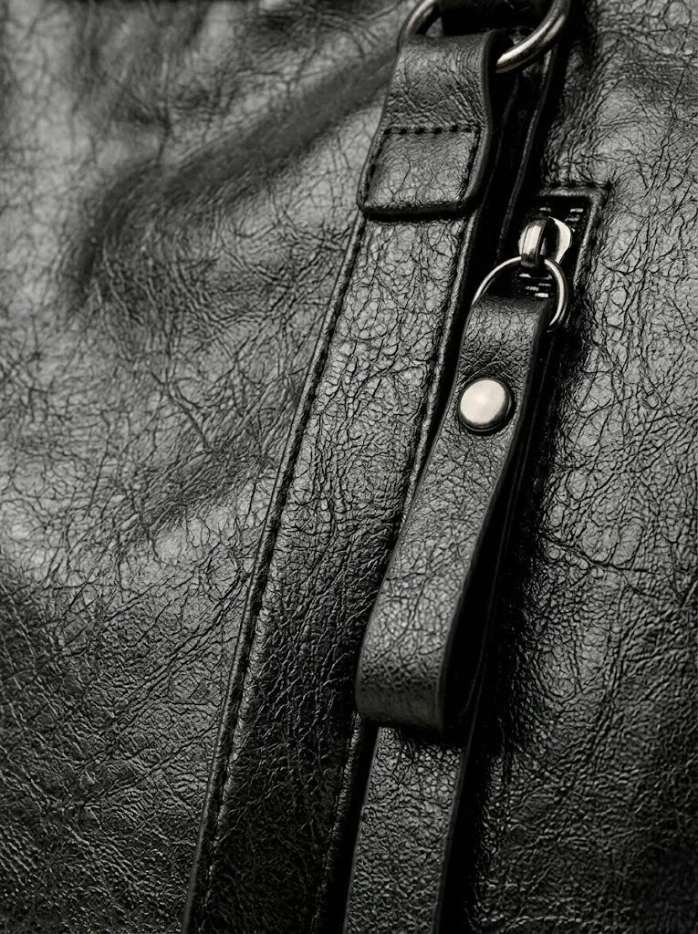 Sac de Cours Design Zippe Cuir Vegan Noir