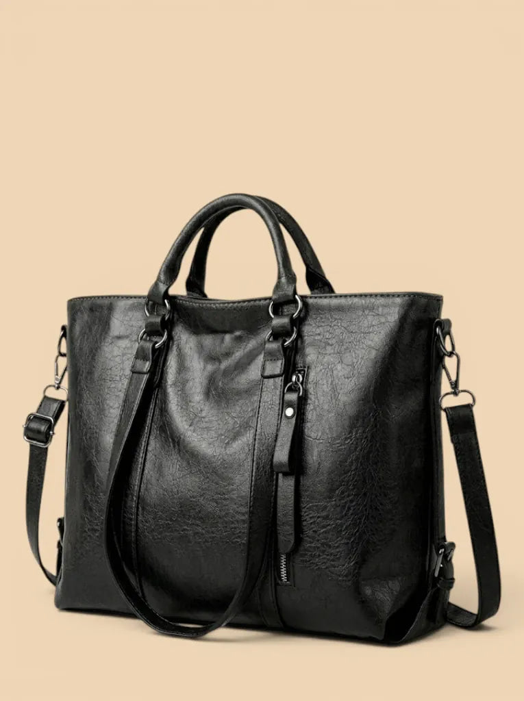 Sac de Cours Design Zippe Cuir Vegan Noir