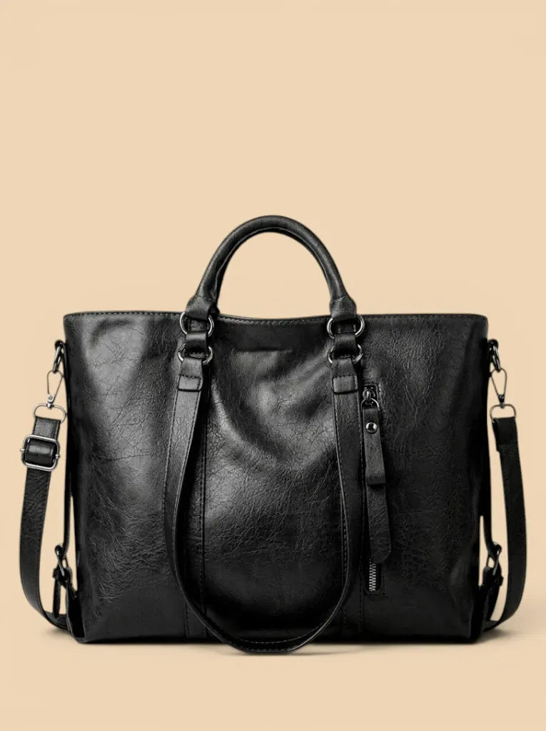 Sac de Cours Design Zippe Cuir Vegan Noir
