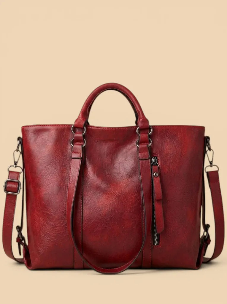 Sac de Cours Design Zippe Cuir Vegan Rouge