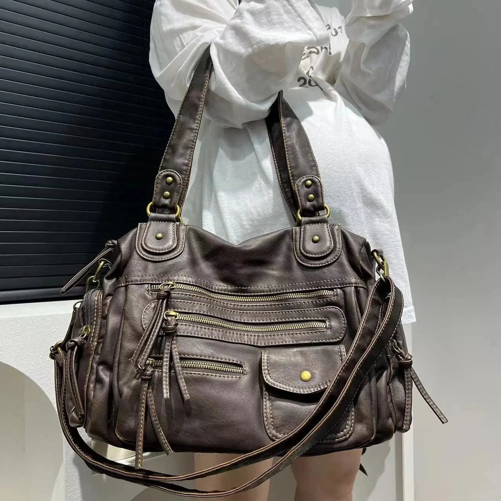 Sac de Cours en Cuir avec Rangement