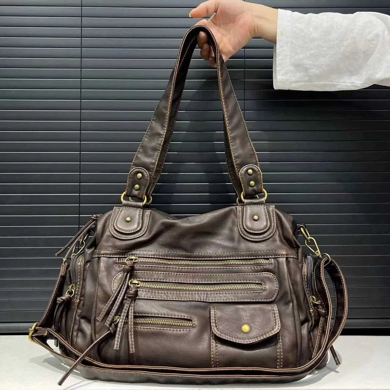 Sac de Cours en Cuir avec Rangement