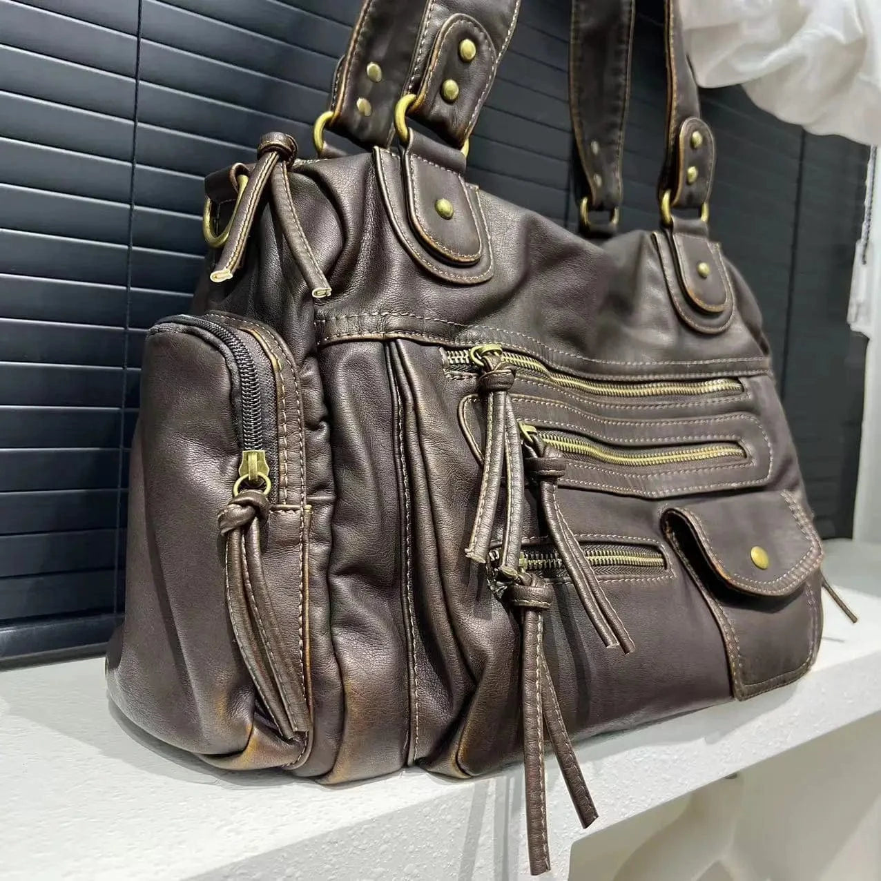 Sac de Cours en Cuir avec Rangement