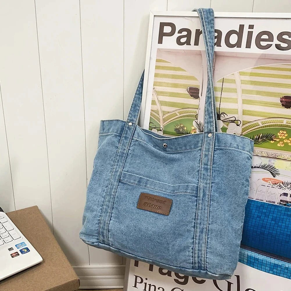 Sac de Cours en Jean Bleu clair